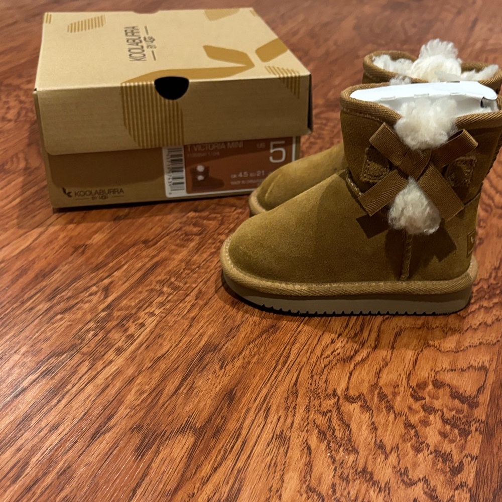 Koolaburra Tan Kids Boots with Bow Detail